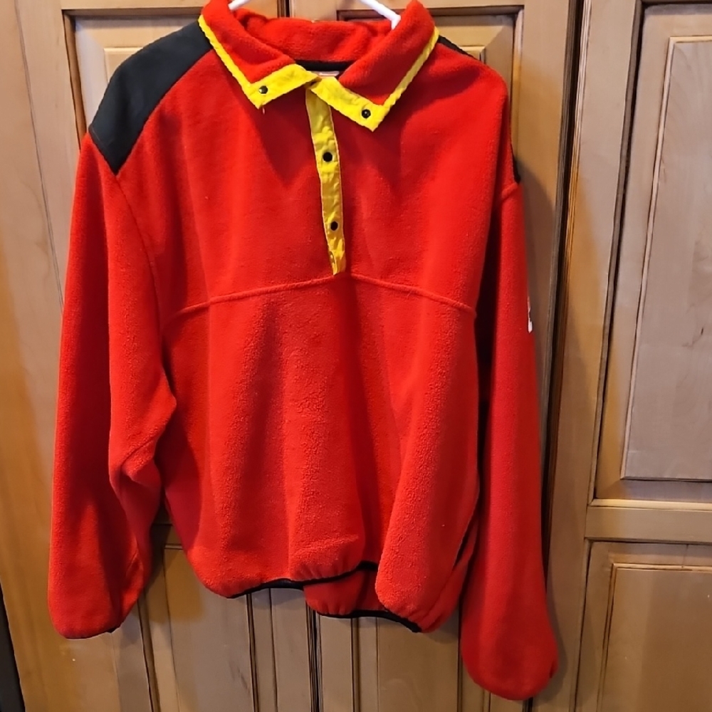 Marlboro Red Sweatshirt with Yellow Collar and Black Accent